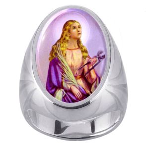 St Agatha Charm Gem Sterling Ring - Click Image to Close