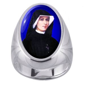 St Faustina Charm Gem Sterling Ring - Click Image to Close