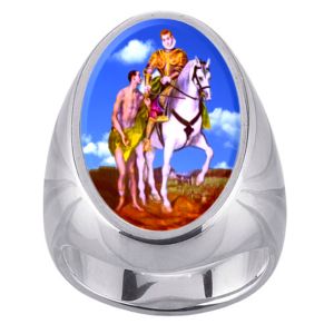 St Martin Tours Charm Gem Sterling Ring - Click Image to Close