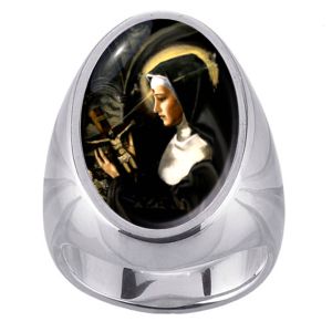 St Rita Charm Gem Sterling Ring - Click Image to Close