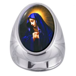 Blue Madonna Charm Gem Sterling Ring - Click Image to Close