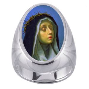 St. Catherine of Siena Charm Gem Sterling Ring - Click Image to Close