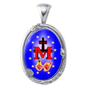 Miraculous Mary's "M" & Cross Side Charm Gem Pendant - Click Image to Close