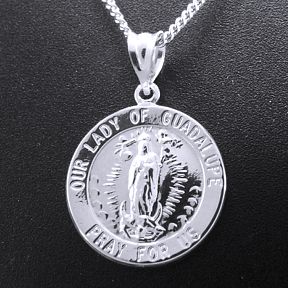 Lady of Guadalupe Silver Medal & 18" Chain. - Click Image to Close