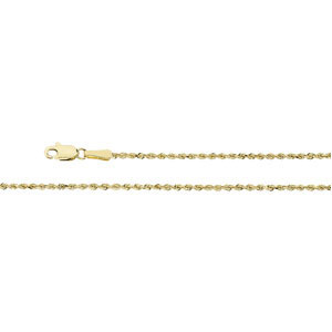 D-Cut Rope Chain 1.0mm x 7 inch, 14KY, Lobster Claw - Click Image to Close