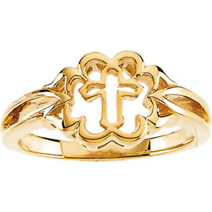 14K Yellow Gold Cross Chastity Ring® - Click Image to Close