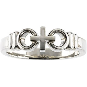 14K White Gold Joined By Christ™ Ring - Click Image to Close