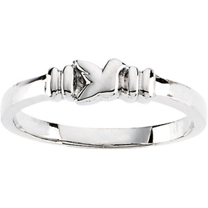 14K White Gold Holy Spirit Chastity Ring - Click Image to Close