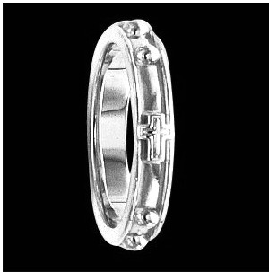 14K White Gold Rosary Ring, 3.2mm wide - Click Image to Close