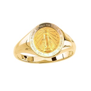 Miraculous Ring. 14k gold, 12 mm round top - Click Image to Close