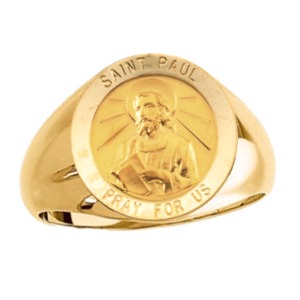 St. Paul Ring. 14k gold, 18 mm round top - Click Image to Close