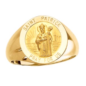 St. Patrick Ring. 14k gold, 18 mm round top - Click Image to Close