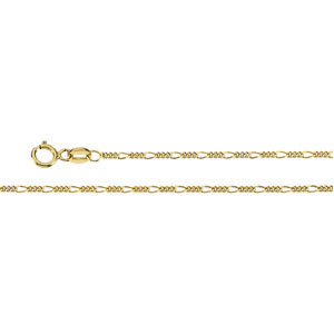 Figaro Chain, 1.25mm x .75 x 18 inch, 14KY, Spring Ring - Click Image to Close