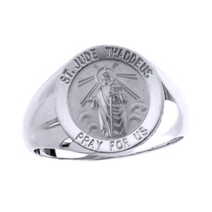 St. Jude Sterling Silver Ring, 15mm top - Click Image to Close