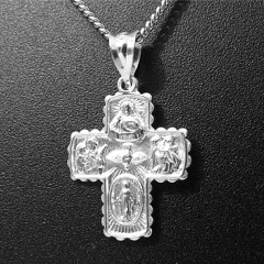 Scalloped Four Way Cruciform Cross & 18" Chain. - Click Image to Close