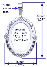 Laurel Pendant, 18x13mm in sterling silver