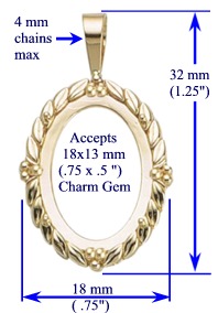 Laurel Pendant, 18x13mm in 14k gold