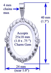Laurel Pendant, 25x18mm in sterling silver