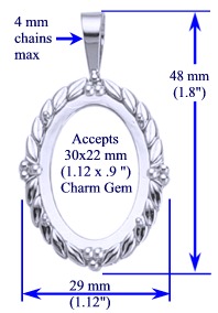 Laurel Pendant, 30x22mm in sterling silver