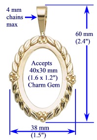 Laurel Pendant, 40x30mm in 14k gold