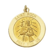 St. Roch Medal, 15 mm, 14K Yellow Gold