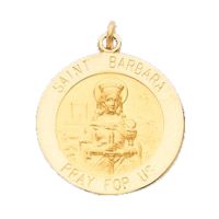 St. Barbara Medal, 18 mm, 14K Yellow Gold