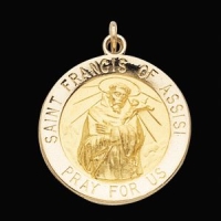 St. Francis of Assisi Medal, 12 mm, 14K Yellow Gold