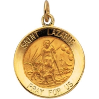 St. Lazarus Medal, 18 mm, 14K Yellow Gold