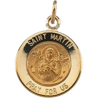 St. Martin De Porres Medal, 12 mm, 14K Yellow Gold