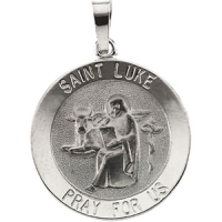 St. Luke Medal, 18 mm, 14K White Gold