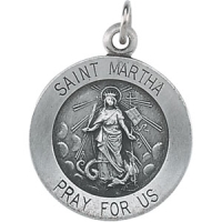 St. Martha Medal, 14.75 mm, Sterling Silver