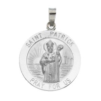 St. Patrick Medal, 15 mm, 14K White Gold
