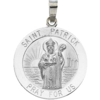 St. Patrick Medal, 18 mm, 14K White Gold