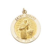 St. Gerard Medal, 15 mm, 14K Yellow Gold