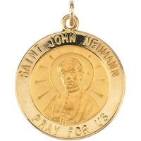 St. John Neumann Medal, 18 mm, 14K Yellow Gold
