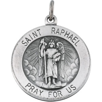 St. Raphael Medal, 15 mm, Sterling Silver
