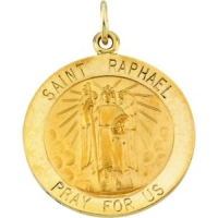 St. Raphael Medal, 22 mm, 14K Yellow Gold