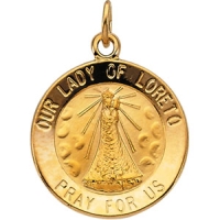 Our Lady of Loreto Medal, 15 mm, 14K Yellow Gold