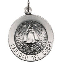 Caridad Del Cobre Medal, 18.25 mm, Sterling Silver