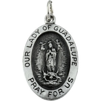 Lady of Guadalupe Medal, 15.25 x 10.75 mm, Sterling Silver
