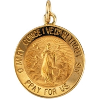 Immaculate Conception Medal, 22 mm, 14K Yellow Gold