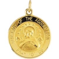 Lady of Assumption Medal, 12 mm, 14K Yellow Gold
