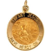 Infant Jesus Medal, 18 mm, 14K Yellow Gold