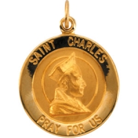 St. Charles Medal, 18 mm, 14K Yellow Gold
