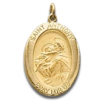 St. Anthony Medal, 15 x 11 mm, 14K Yellow Gold