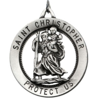 St. Christopher Medal, 32.5 mm, Sterling Silver