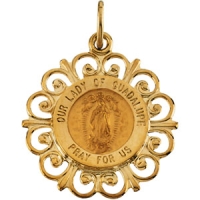 Lady of Guadalupe Medal, 20 x 18 mm, 14K Yellow Gold