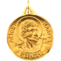 St. Genesius Medal, 19 mm, 14K Yellow Gold