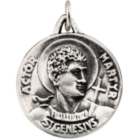 St. Genesius Medal, 23 mm, Sterling Silver