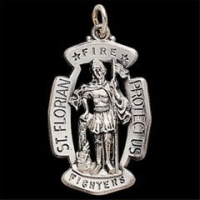 St. Florian Medal, 30 x 20 mm, Sterling Silver